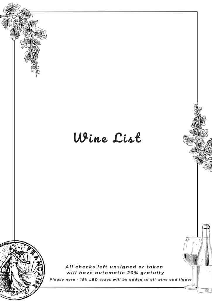 Drink menu cover